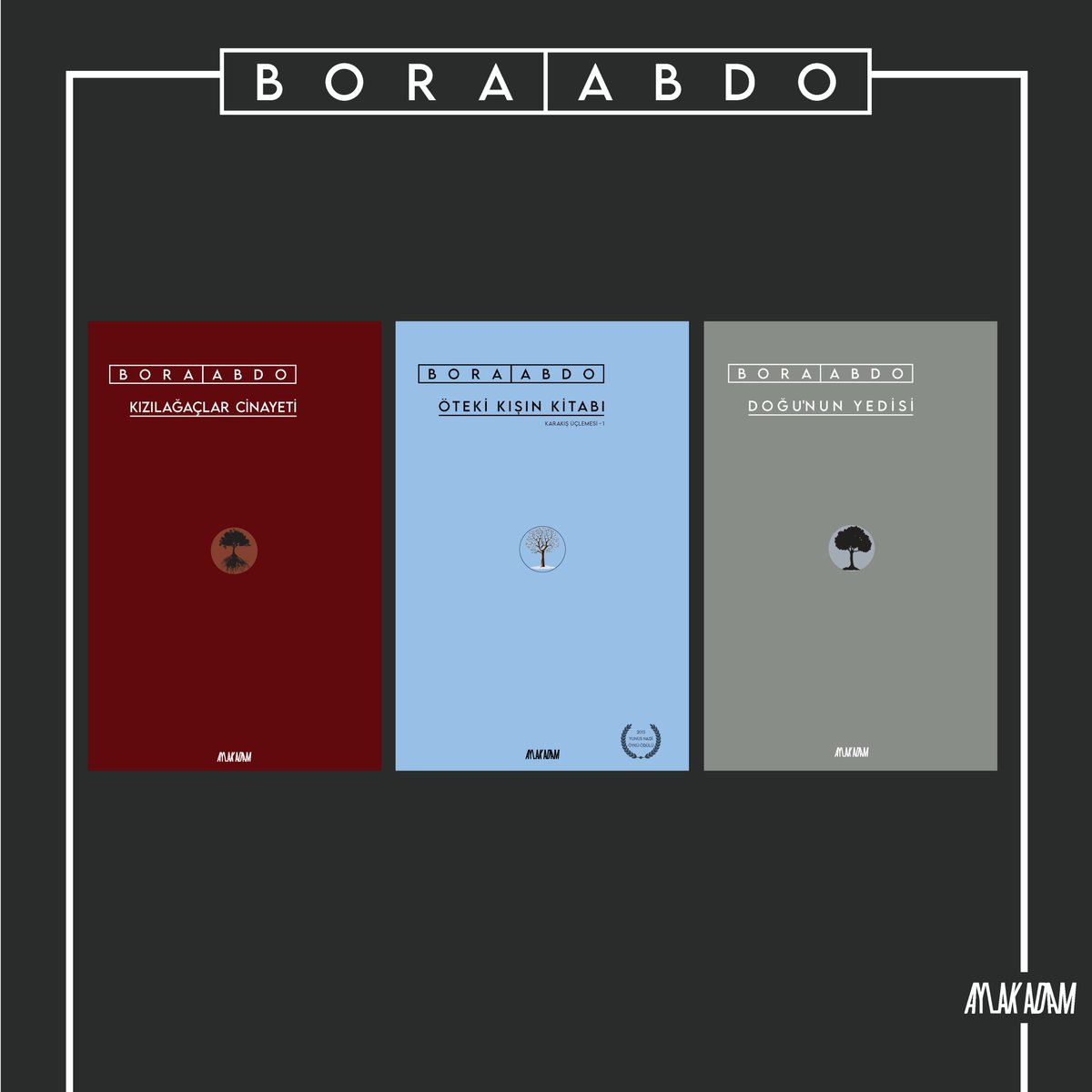Bora Abdo kitaplığı devam ediyor. #boraabdo #DoğununYedisi #ÖtekiKışınKitabı #KızılAğaçlarCinayeti #aylakadamyayınları #türkedebiyatı #yenikitap #öykü #roman