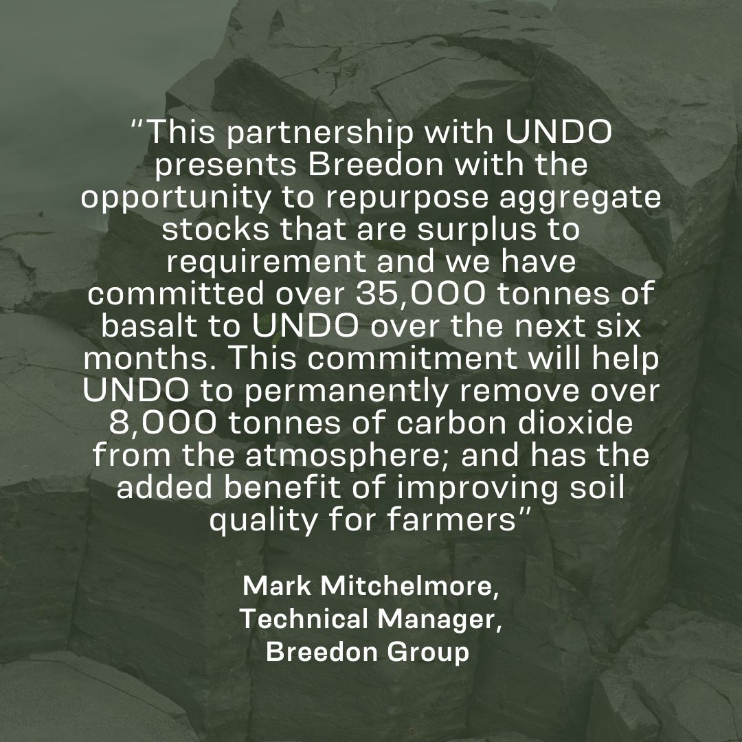 undocarbon's tweet image. Our quarry partners play a crucial role in our mission to remove carbon dioxide from the atmosphere and improve soil quality for the surrounding farming communities. Here&apos;s a heartfelt insight from Mark Mitchelmore, the Technical Manager at Breedon Group 👏↓ #UNDOCarbon