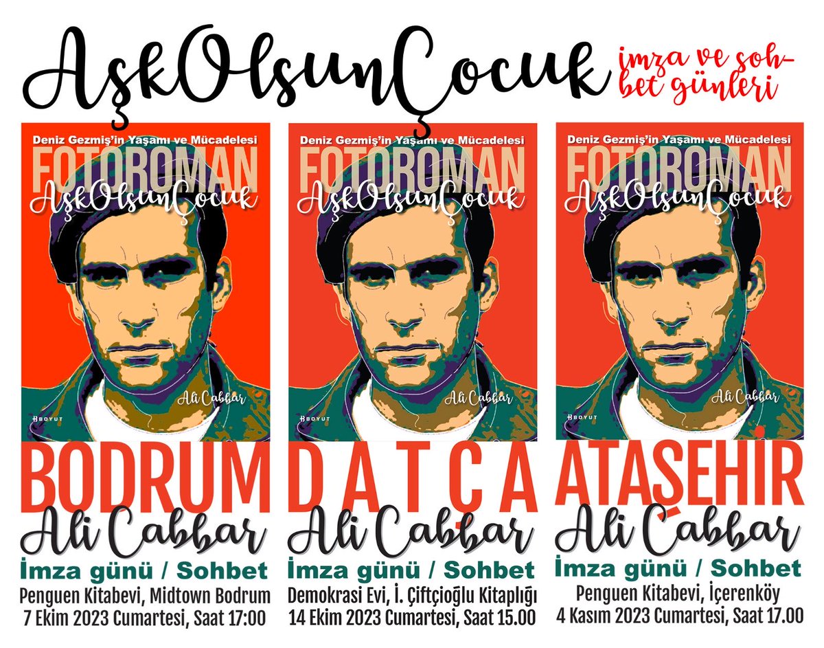 Zafer Arapkirli (@zaferarapkirli) on Twitter photo AŞK OLSUN ÇOCUK
Deniz Gezmiş Fotoromanı
Yazar - Çizeri Ali Cabbar’ın
imza ve sohbet günleri.
<a href="/alicabbar_com/">Aşk Olsun Çocuk</a> AŞK OLSUN ÇOCUK
Deniz Gezmiş Fotoromanı
Yazar - Çizeri Ali Cabbar’ın
imza ve sohbet günleri.
<a href="/alicabbar_com/">Aşk Olsun Çocuk</a>