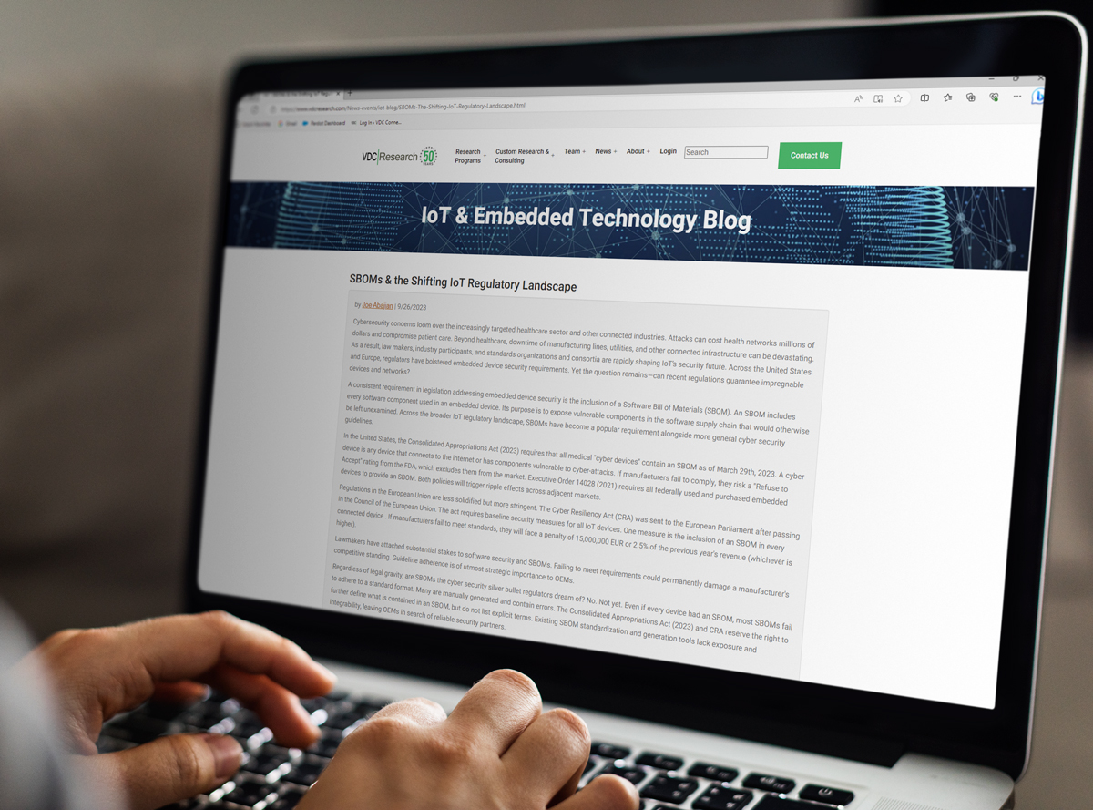 Check out our latest blog: SBOMs &amp; the Shifting #IoT Regulatory Landscape: bit.ly/3F0ZHid #cybersecurity #data #embedded #healthcare #manufacturing #security #software #utilities
