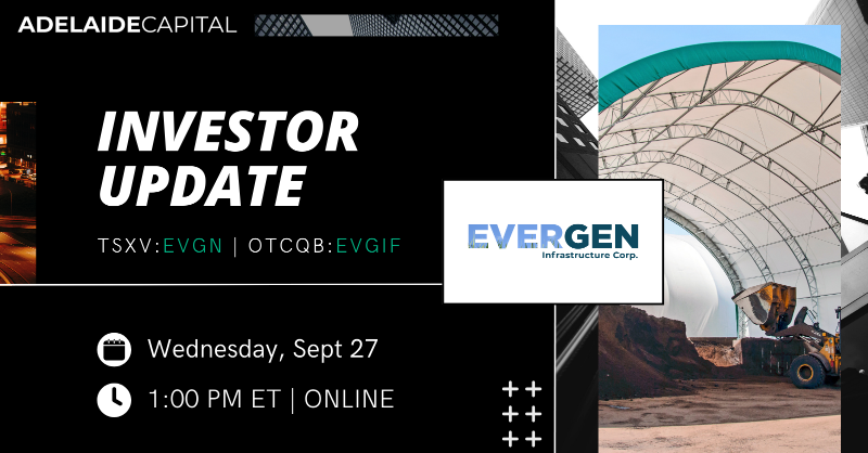 EverGenInfra's tweet photo. 🔔 TODAY 🔔 Join EverGen for a LIVE Investor Update Webinar at 1 PM ET

RSVP/JOIN: https://t.co/Z2IEmnCyM0

TSXV: $EVGN | OTCQX: $EVGIF

@adelaide_cap #RNG #EVGN