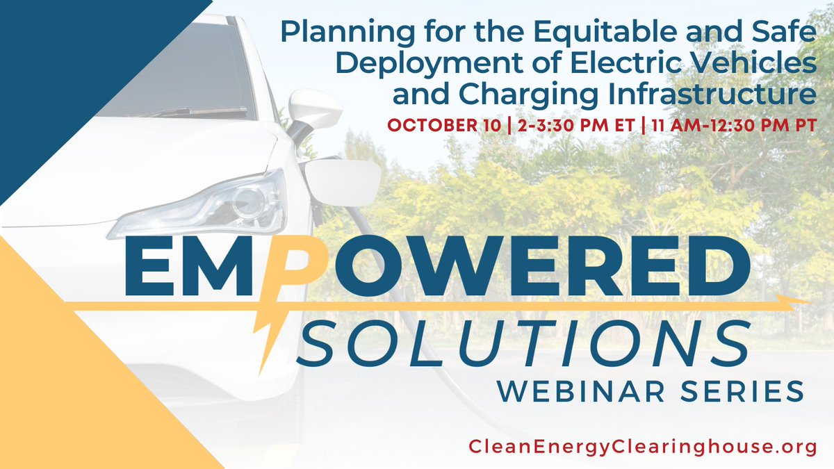 sweep_org's tweet photo. Registration is open for the next #EMPOWEREDSolutions webinar, Planning for the equitable and safe deployment of #electricvehicles and charging infrastructure! On 10/10, hear expert insights on deploying EVs in local governments in 2023 and beyond: https://t.co/N17QK7hN4A https://t.co/YTvkJWuavW