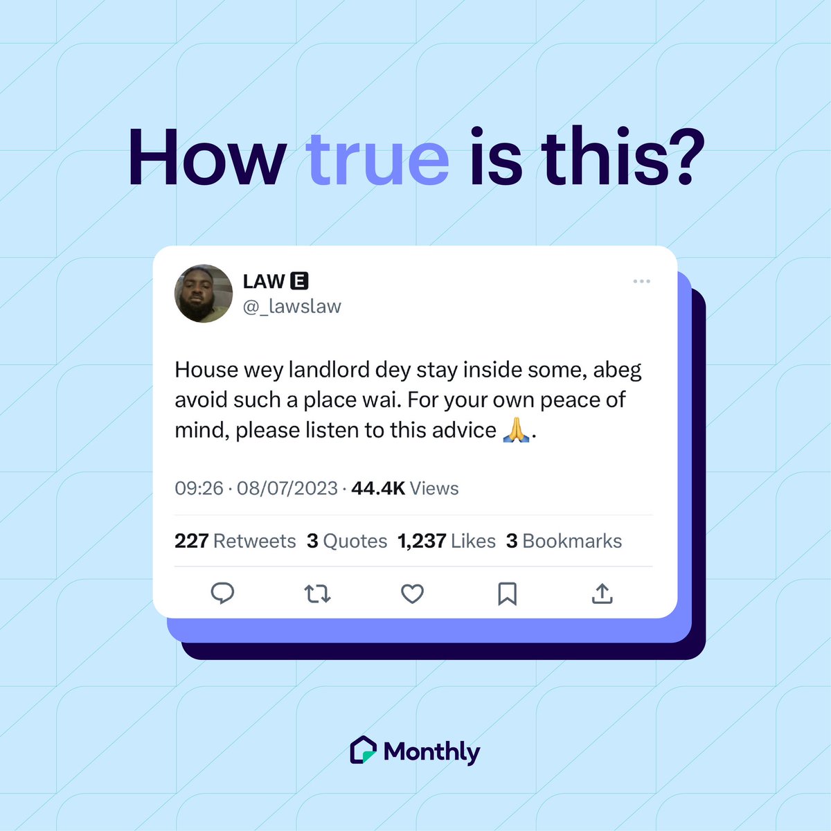 MonthlyFinance's tweet photo. Do you agree with this? 🤔 
We would like to hear your thoughts 

#lagoslandlord #lagosapartment #lagosliving #lagosrentloans https://t.co/wJ5lYyJ32x