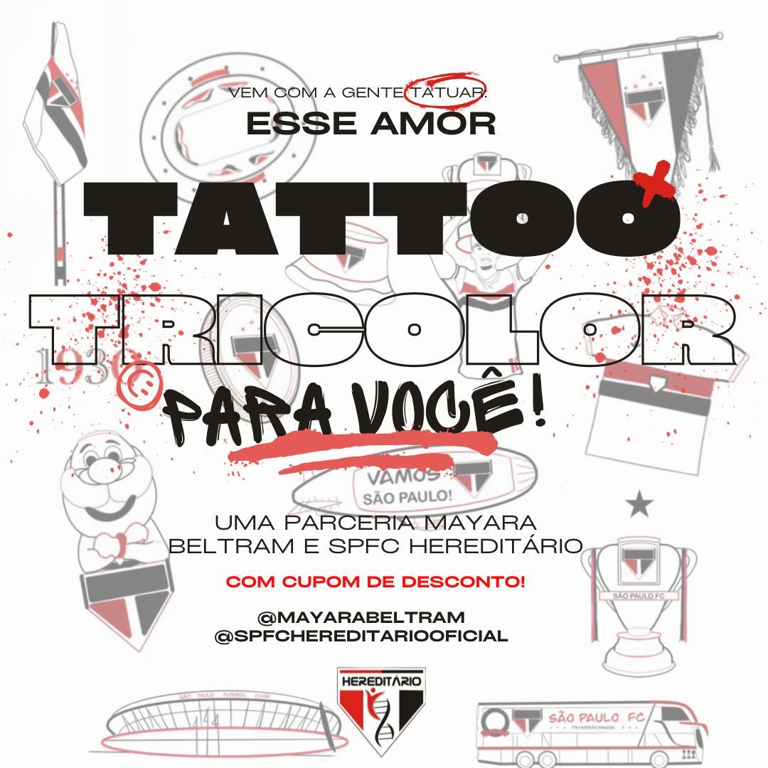 Essa vai pra galera que prometeu tatoo, hein? 🏆

O pessoal do <a href="/SpfcHereditario/">SPFC Hereditário</a> fechou uma parceria com um estúdio que faz uns trabalhos muito bons e fez vários desenhos da conquista da copa do Brasil. 

Cupom de desconto: HEREDITÁRIO

Contato do estúdio: instagram.com/mayarabeltram