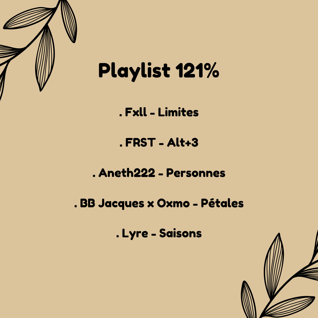 Nous aussi ça nous fait toujours aussi bizarre de savoir qu'on est déjà mercredi et donc la rotation de nos playlist ! 🫶

Aujourd'hui on ajoute 5 nouveaux sons et 5 nouveaux artistes à notre playlist coup de cœur !

Vous avez des artistes/sons à nous conseiller ? DM ou Mail !