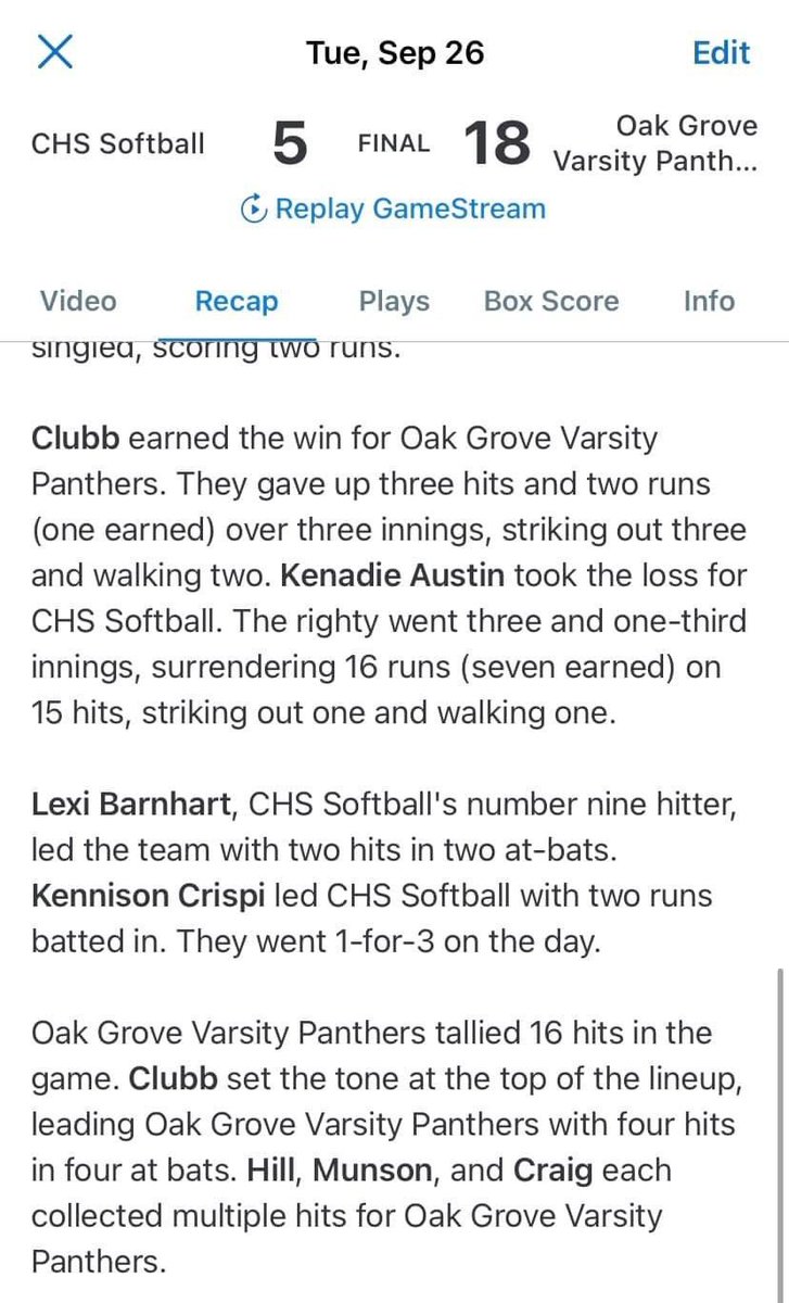 CHS Softball tweet media
