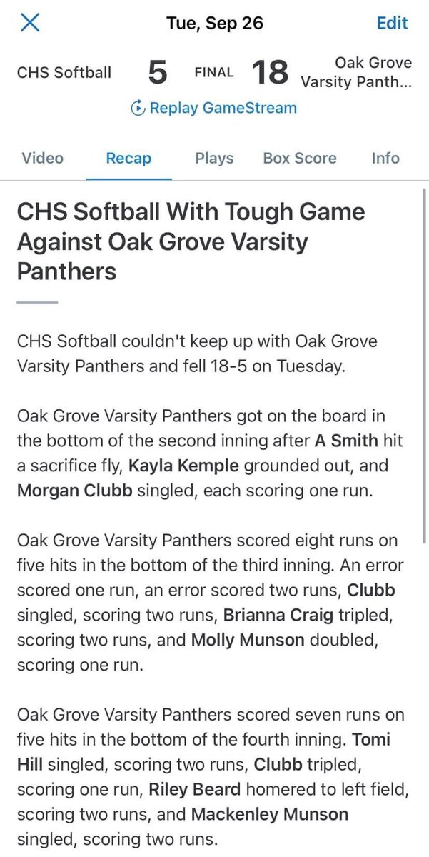 CHS Softball tweet media