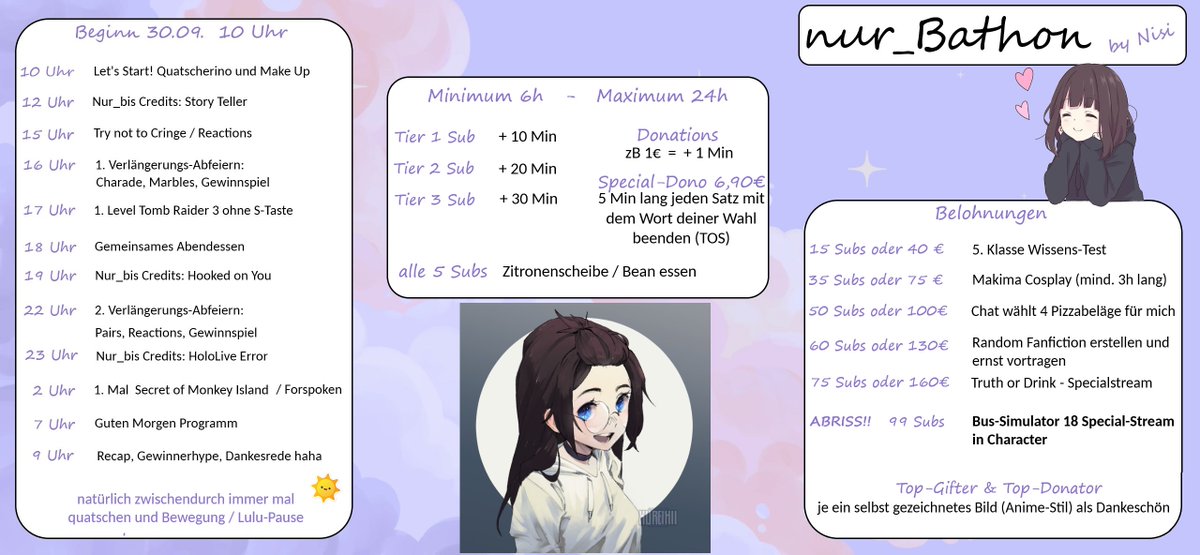 Leute, Samstag ist es so weit! Mein allererster #nur_Bathon auf Twitch!
Ich hoffe ihr habt Zeit und bringt gute Laune in den Chat, freue mich über jeden der vorbeischaut <3
Wir machen richtig Abriss hihihi

#twitchDE #subathon #SmallStreamerCommunity