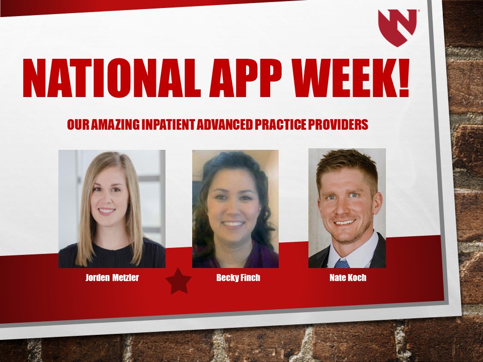 It's National #APPWeek and today we recognize and celebrate our inpatient #neurosurgery APP team!  Your excellence of care and contributions to the mission of @UNMC_NeuroSurg  and  @NebraskaMed are invaluable!  Thank you for all you do each and every day!