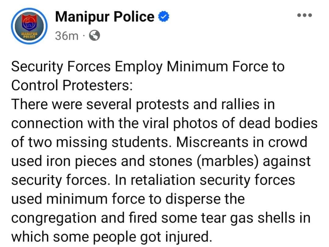 Aa yes that is so minimum force. They forgot to add the part where they used guns. We have all the evidence claiming that the given statement is false. How long will they try to deceive the masses??
#Manipur #ManipurGovt #ManipurViolence #stuu #ManipurIsBurning