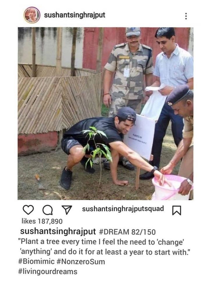 Yasmin2186's tweet photo. #DREAM 82/150
"Plant a tree every time I feel the need to 'change' 'anything and do it atleast a year to start with."
#Biomimic #NonzeroSum
#livingourdreams
#SushantSinghRajput 🦋🌪❤️🌳🌎
Sushant Wanted Positive Change ✨️ https://t.co/xXHVvM9UvH
