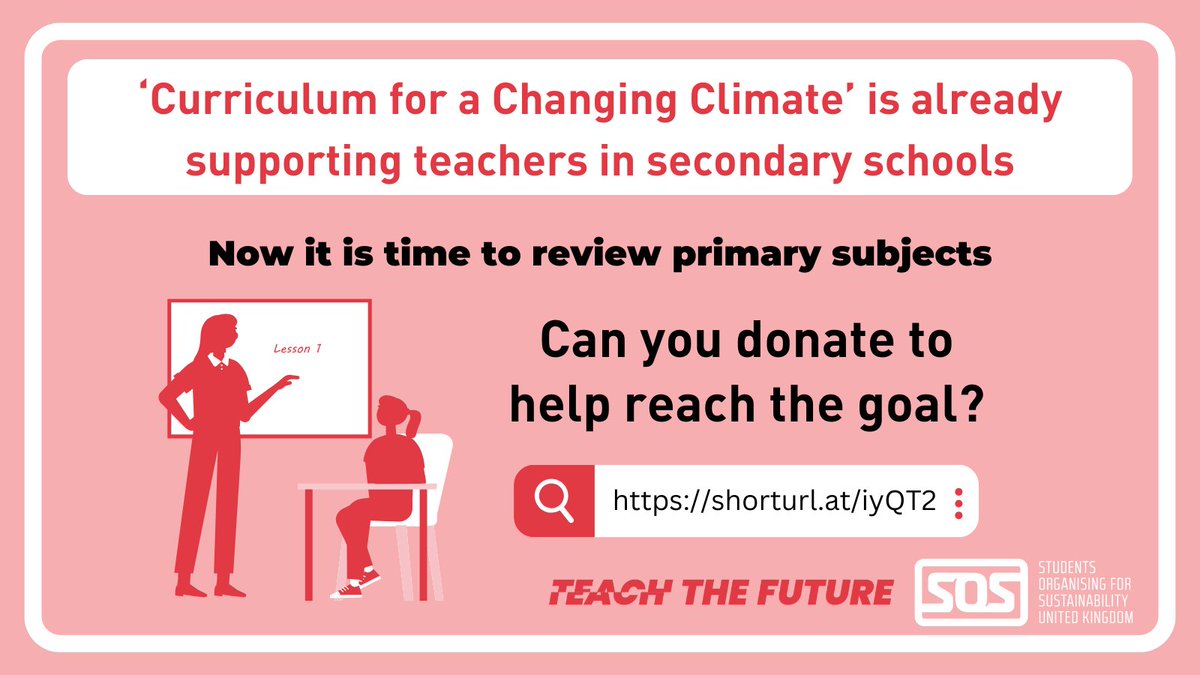 sosukcharity's tweet image. JUST OVER A WEEK LEFT ⏰

Our crowdfunder for @_TeachtheFuture's tracked changes curriculum review project for primary schools ends next Thursday! We are almost halfway there - can you help us reach our goal by the deadline?

DONATE here: shorturl.at/iyQT2 #climateeducation