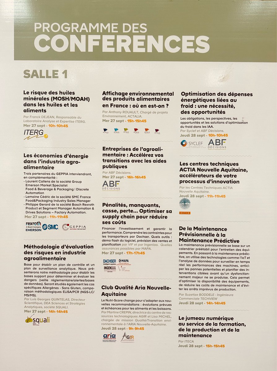 Un programme complet de conférences se déroule pendant le salon. Vous y accédez avec votre badge ☺️.