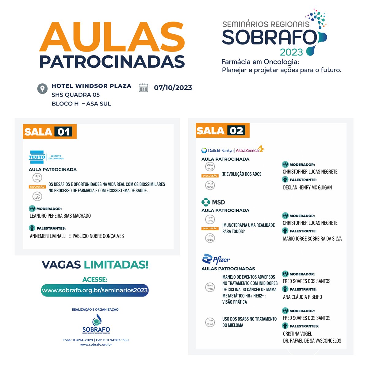 SOBRAFO's tweet photo. Confira as Aulas Patrocinadas do Seminário Regional SOBRAFO 2023 em Brasília - DF.
100% Presencial.
Vagas Limitadas!
Acesse: https://t.co/gy80eYobya
#seminarios2023 #sobrafo #oncologia #farmaciaemoncologia https://t.co/aekTHp32tS