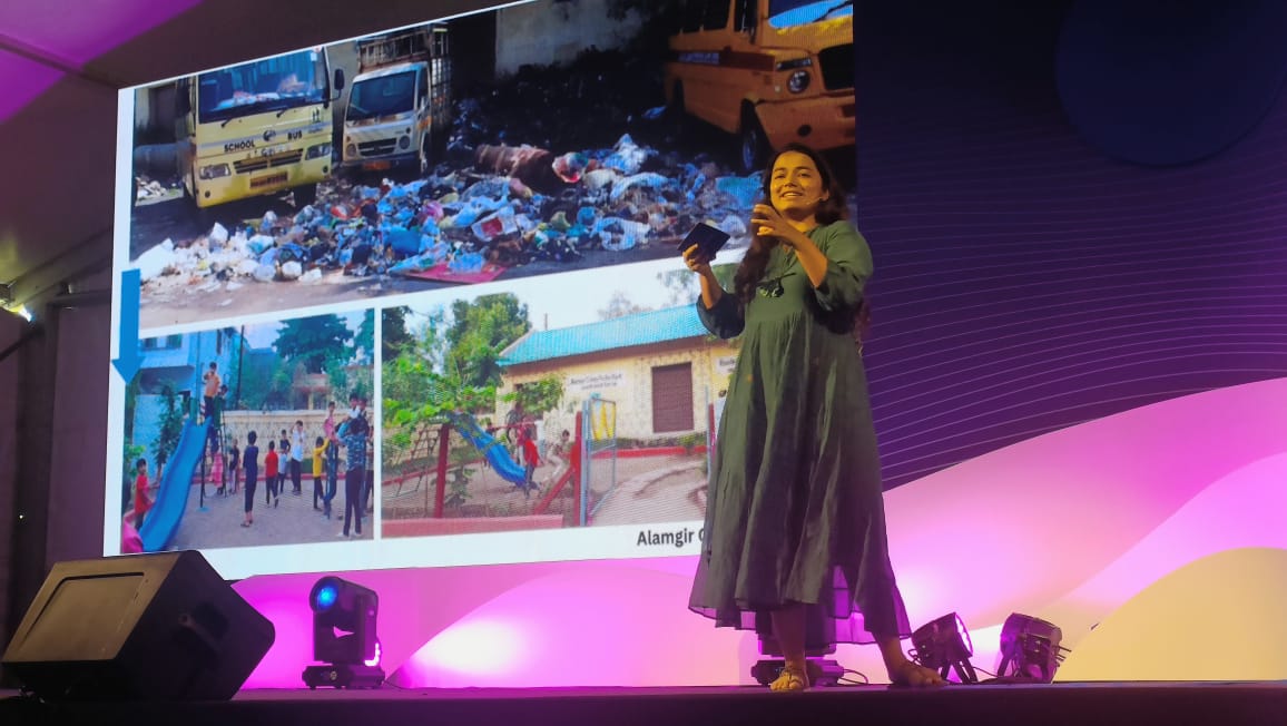 Gauri Mirashi, Co-Founder of CARPE | EcoSattva, guides the audience on an intriguing journey through the transformative restoration projects undertaken by EcoSattva near Aurangabad, India, which have revitalized the entire region. #INK #INKTalks #INKConference #INKevent