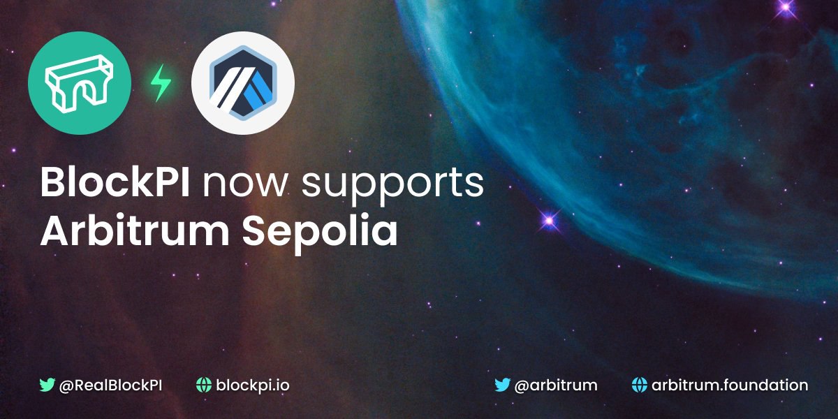 ARB_Universe's tweet image. 💥 @RealBlockPI is proud to support @Arbitrum Sepolia

💥 #BlockPI deploys high performance RPC servers all over the world, providing reliable RPC services for #Dapps

🔽 VISIT
public.blockpi.io
#ARB_Universe