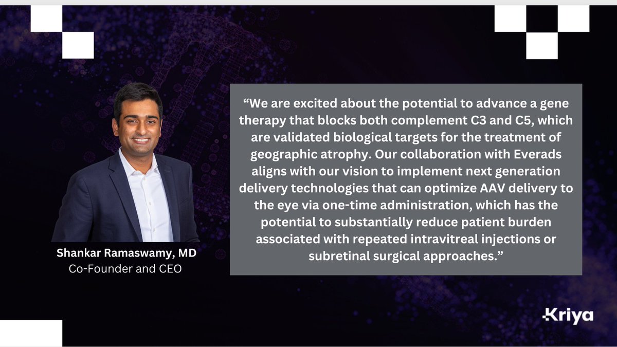 #News: We’ve entered into an exclusive agreement with Everads to advance our portfolio of #retinaldisease #genetherapy candidates, including #geographicatrophy, using next-generation suprachoroidal delivery technology. Learn more: bit.ly/3Pxi4jU