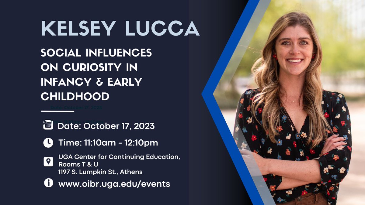 Join us for a research talk with special guest speaker Kelsey Lucca with Arizona State University discussing Social Influences on Curiosity in Infancy and Early Childhood. <a href="/EmergingMindsAZ/">Emerging Minds Lab</a> @ugapsychology 

More info. here: oibr.uga.edu/events/
