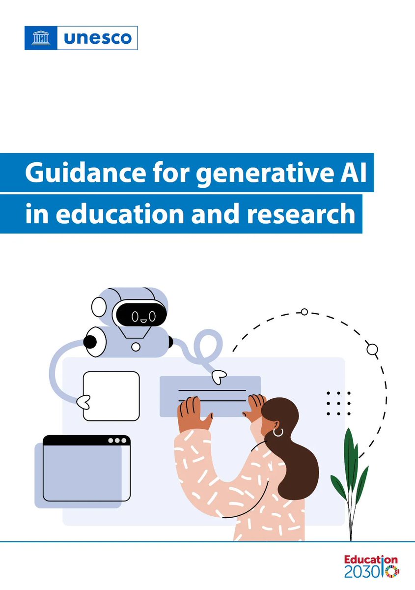 Guidance for #generativeAI in education and research. UNESCO’s first global guidance on GenAI in education aims to support countries to implement immediate actions, plan long-term policies and more. Download here: buff.ly/3ZCuPhF