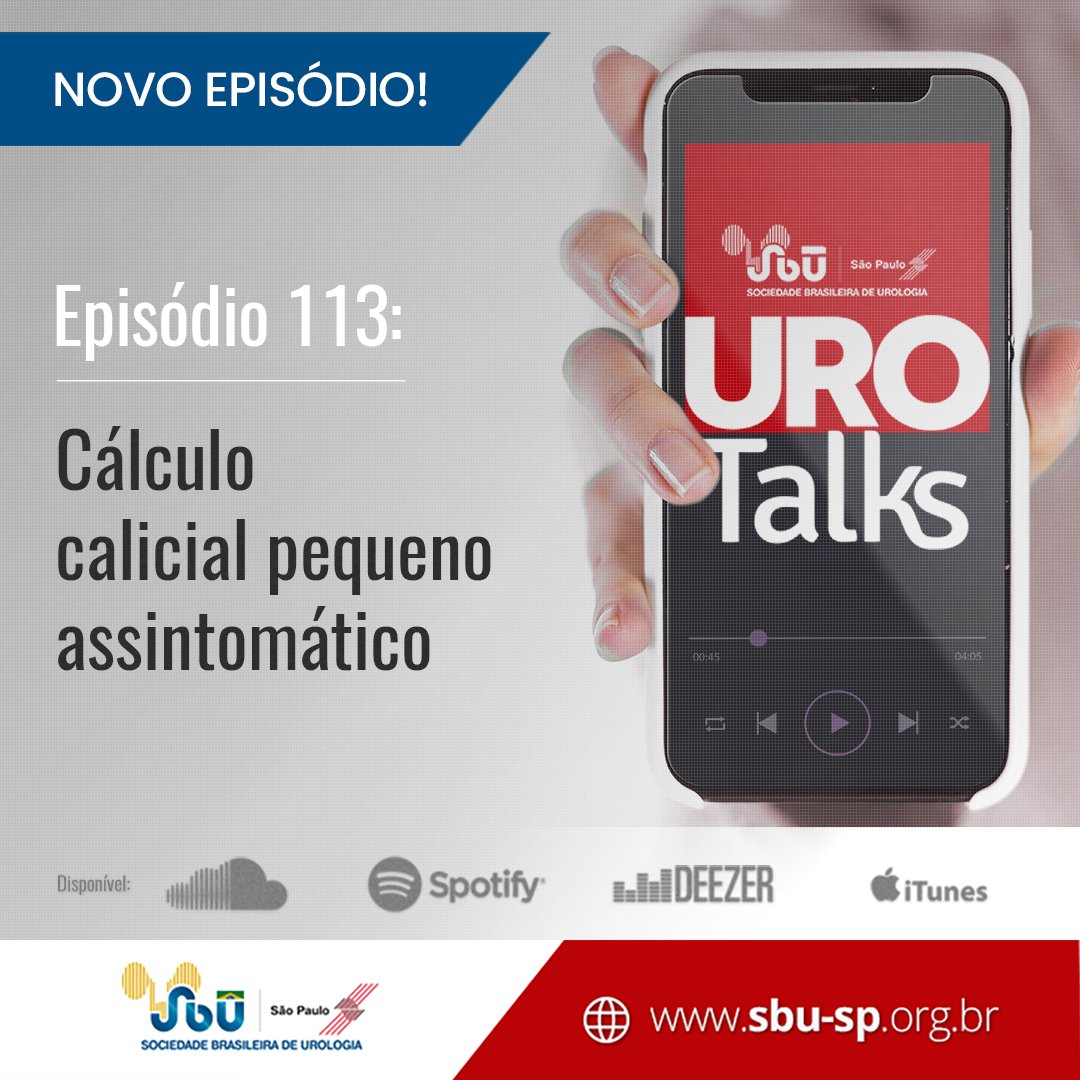 📢Novo episódio de Uro Talks no ar! Dessa vez, Dr. Marcelo Cabrini debate com os doutores Rodrigo Perrella, Fabio Torricelli e Mário Matos sobre “Cálculo calicial pequeno assintomático”. 📲 Para conferir, acesse o link: 4et.us/s1n80s #SBUSP #UroTalks #calculocalicial