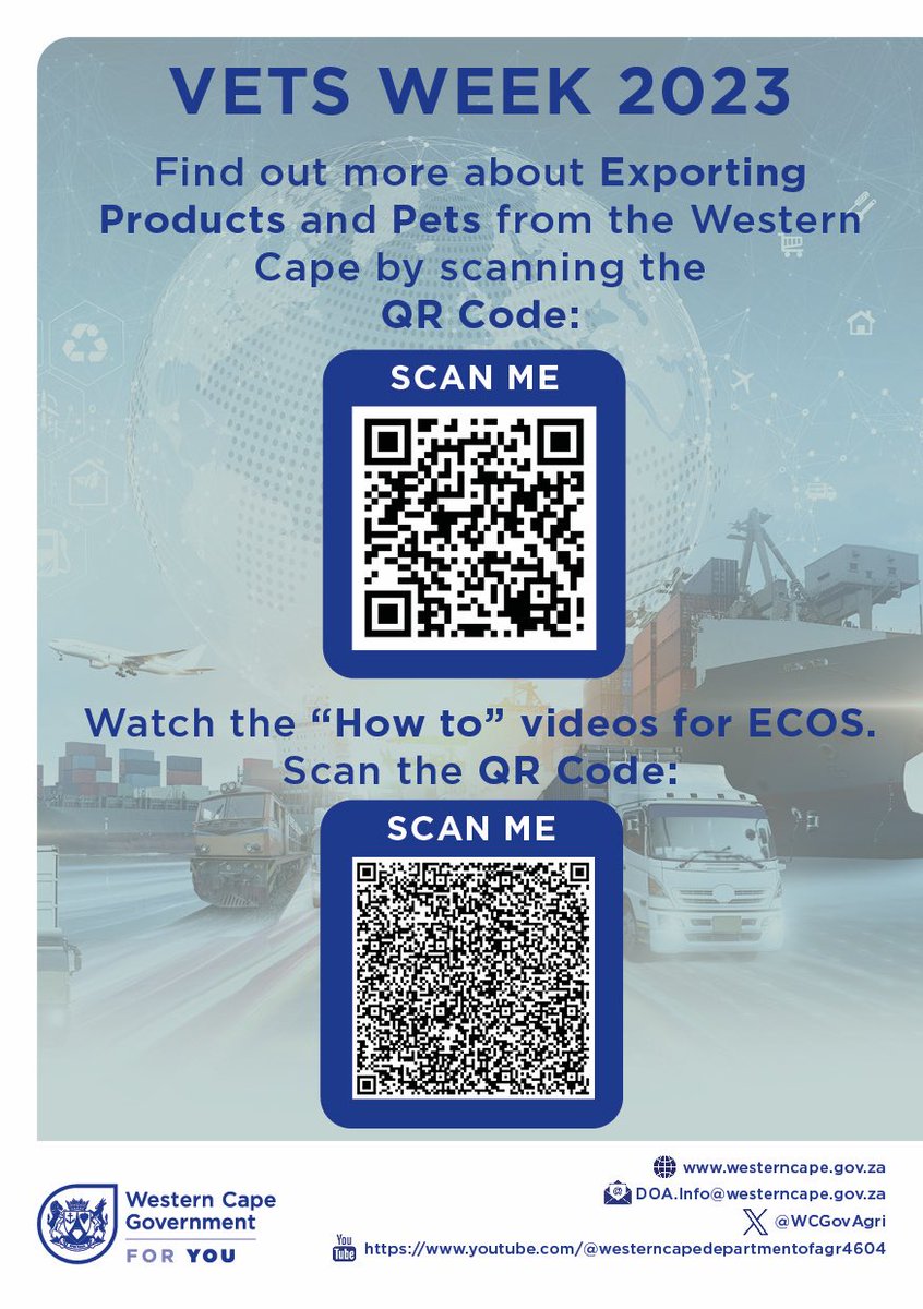 WCGovAgri's tweet photo. Today, we are launching the ECOS system. This is a cloud hosted web-application for electronic export management.
The system was developed by the Western Cape Government and is completely government owned.
#WCVetsWeek #ECOS
#ForTheLoveOfAgriculture🌱 https://t.co/r9qA7UrCQ4
