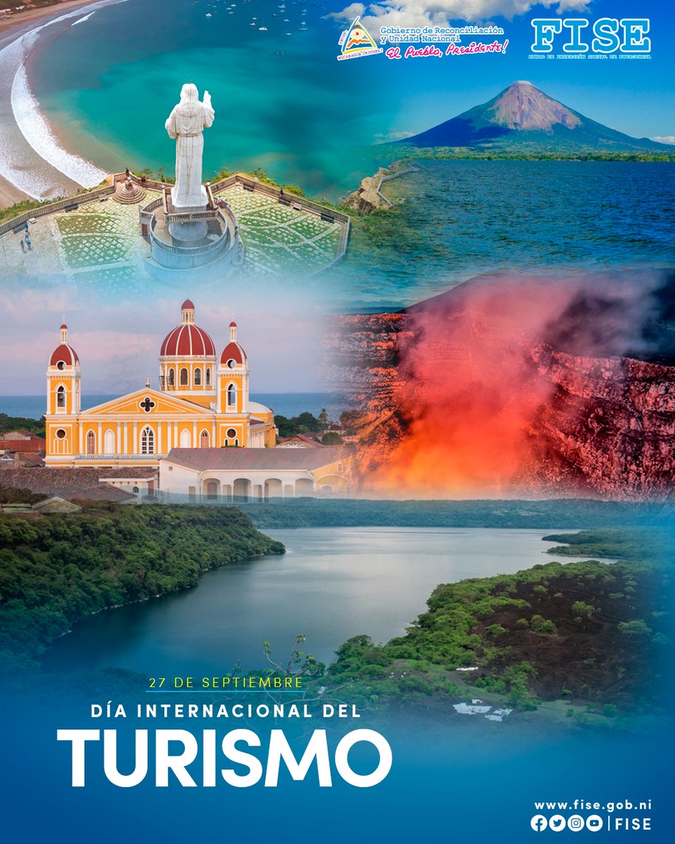 🇳🇮🌴 Celebremos el día internacional del turismo, descubriendo nuestros hermosos paisajes, rica historia y hospitalidad incomparable. ⛰️🌄🌊

#SeptiembreVictorioso #Nicaragua