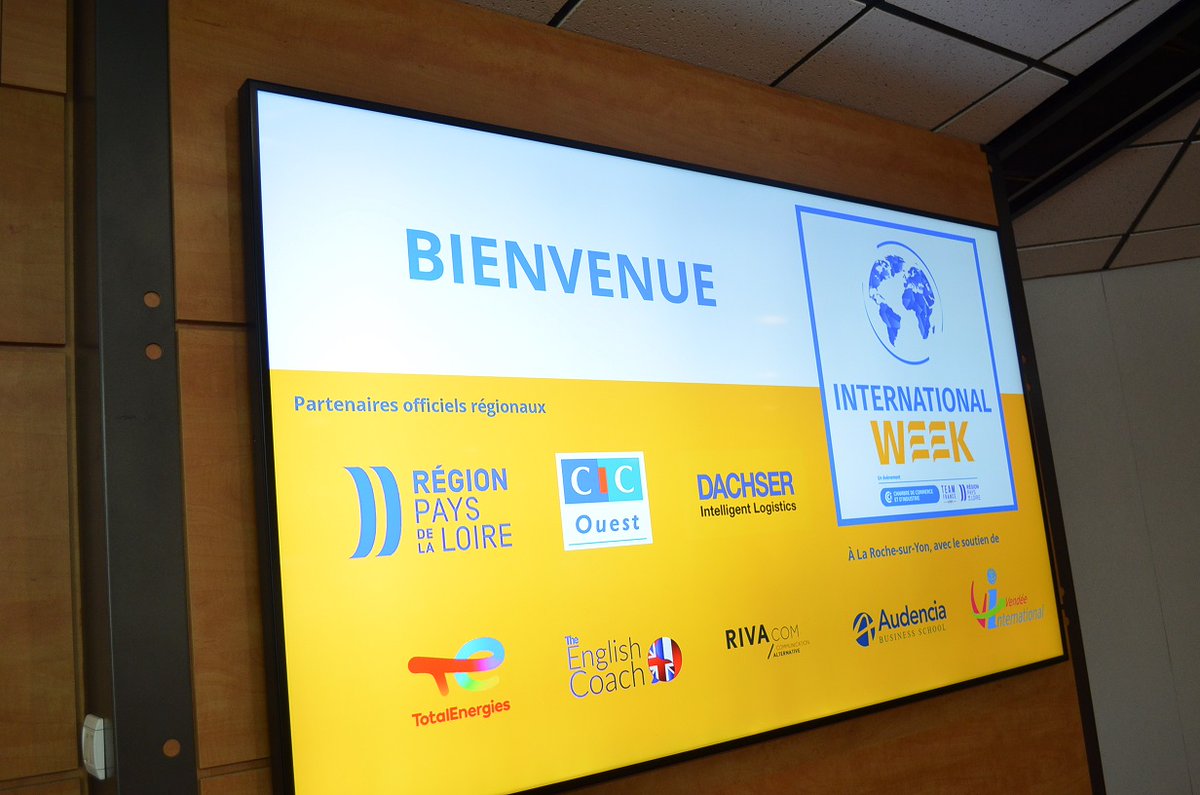 ccivendee's tweet photo. [#InternationalWeek] Ouverture à l'instant par Arnaud Ringeard, Président de la #CCI Vendée, de notre temps fort annuel dédié au développement à l'international.
Au programme : rendez-vous experts, conférences, témoignages, networking.
#export #Vendee https://t.co/kAOa5LG5bw