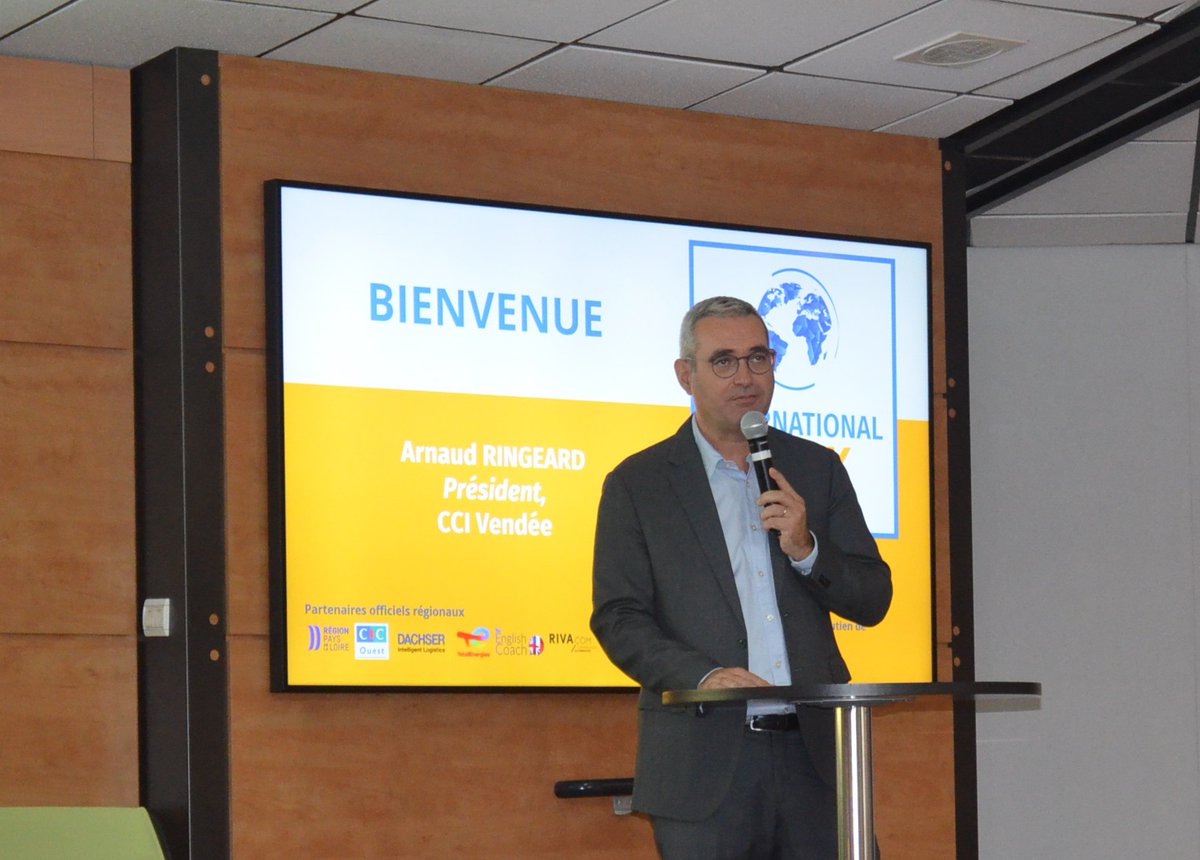ccivendee's tweet photo. [#InternationalWeek] Ouverture à l'instant par Arnaud Ringeard, Président de la #CCI Vendée, de notre temps fort annuel dédié au développement à l'international.
Au programme : rendez-vous experts, conférences, témoignages, networking.
#export #Vendee https://t.co/kAOa5LG5bw