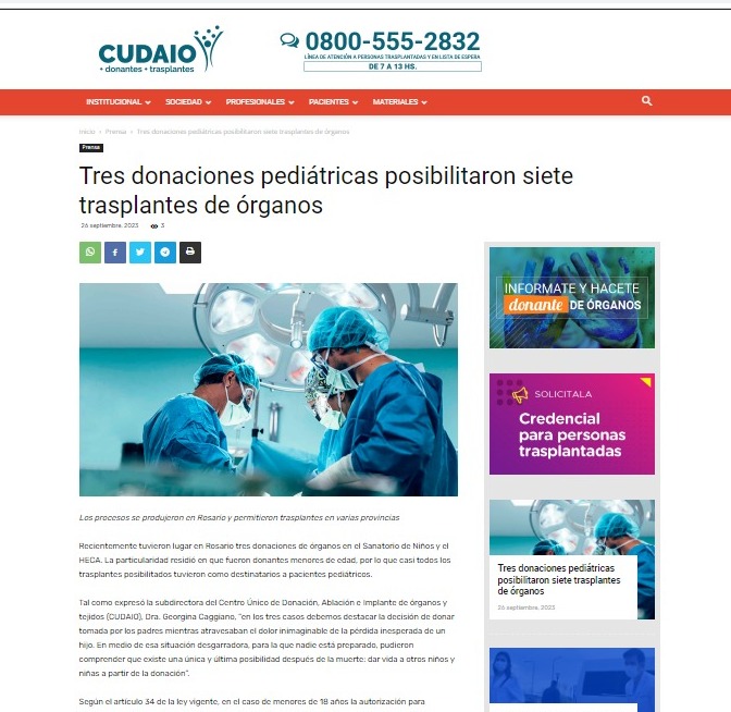 📷 Se realizaron tres donaciones a menores de edad que posibilitaron trasplantes a pacientes pediátricos de distintos lugares del país.
acortar.link/VCIvfc