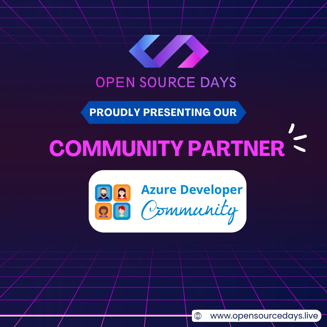 DevX Days (@devxdays) on Twitter photo Welcoming our new community Partner <a href="/azdevindia/">Azure Developer Community</a> 🥳
With their expertise, we'll collaborate to create a unique event experience of OSD Chhattisgarh 2023.
Get ready for an event full of knowledge, networking & collaboration.
Stay tuned for further updates 😉 Welcoming our new community Partner <a href="/azdevindia/">Azure Developer Community</a> 🥳
With their expertise, we'll collaborate to create a unique event experience of OSD Chhattisgarh 2023.
Get ready for an event full of knowledge, networking & collaboration.
Stay tuned for further updates 😉