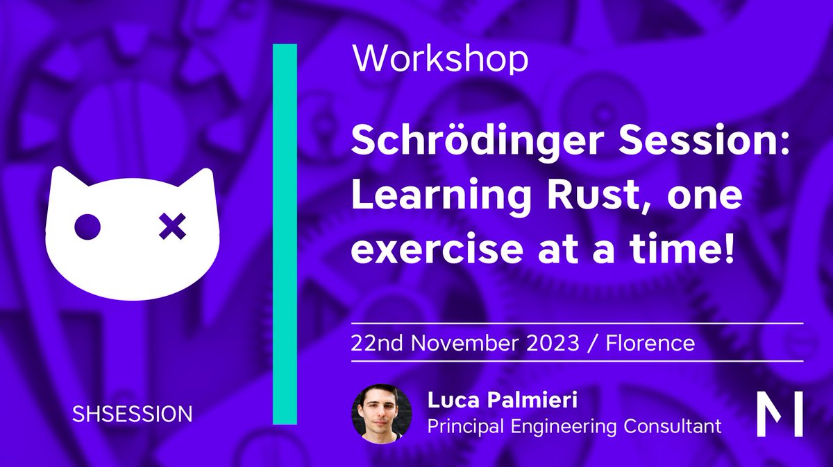 mainmatter's tweet photo. Join @algo_luca for a deep dive into the world of #rustlang programming at the first #shsession by @schrodinger_hat! 🦀

Luca will be hosting a free Rust workshop in Florence and online on November 22nd.

➡️ Sign up now: https://t.co/RwPdySgM3k https://t.co/UaXpDf3EKV