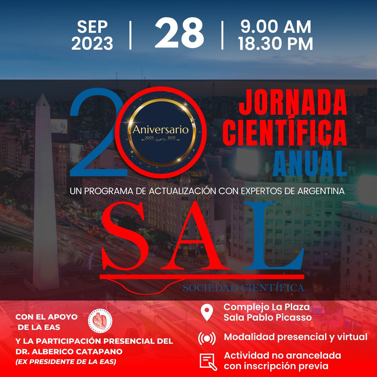 Pablo Corral MD (@drpablocorral) on Twitter photo 📣 Mañana 28/9, de 9 a 18:30 la <a href="/LipidosSal/">Sociedad Argentina Lípidos (SAL)</a> tendrá su reunión anual.
🙌Los temas más relevantes de Lípidos y Aterosclerosis, junto a los especialistas más importantes, en un mismo lugar
👉Con la presencia de <a href="/AL_Catapano/">Prof Alberico L. Catapano</a> en representación de la <a href="/society_eas/">European Atherosclerosis Society</a> 📣 Mañana 28/9, de 9 a 18:30 la <a href="/LipidosSal/">Sociedad Argentina Lípidos (SAL)</a> tendrá su reunión anual.
🙌Los temas más relevantes de Lípidos y Aterosclerosis, junto a los especialistas más importantes, en un mismo lugar
👉Con la presencia de <a href="/AL_Catapano/">Prof Alberico L. Catapano</a> en representación de la <a href="/society_eas/">European Atherosclerosis Society</a>