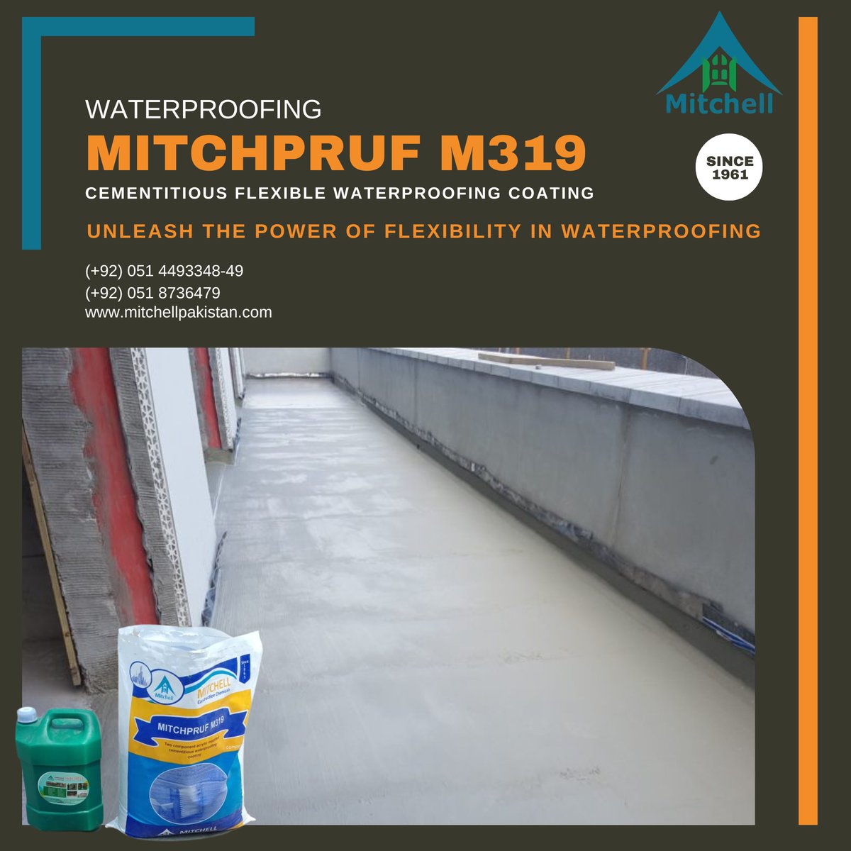 mitchellpak1's tweet photo. Unleash the Power of Flexibility in Waterproofing

MITCHPRUF M319
Cementitious Flexible Waterproofing Coating

Contact Us
☎ (+92) 051 4493348-49
☎ (+92) 051 8736479
✉ sales@mitchellpakistan.com
🌍 https://t.co/wum1UmebUb

#MITCHPRUF #M319 #waterproofing #building #material https://t.co/lgZBc3laPZ
