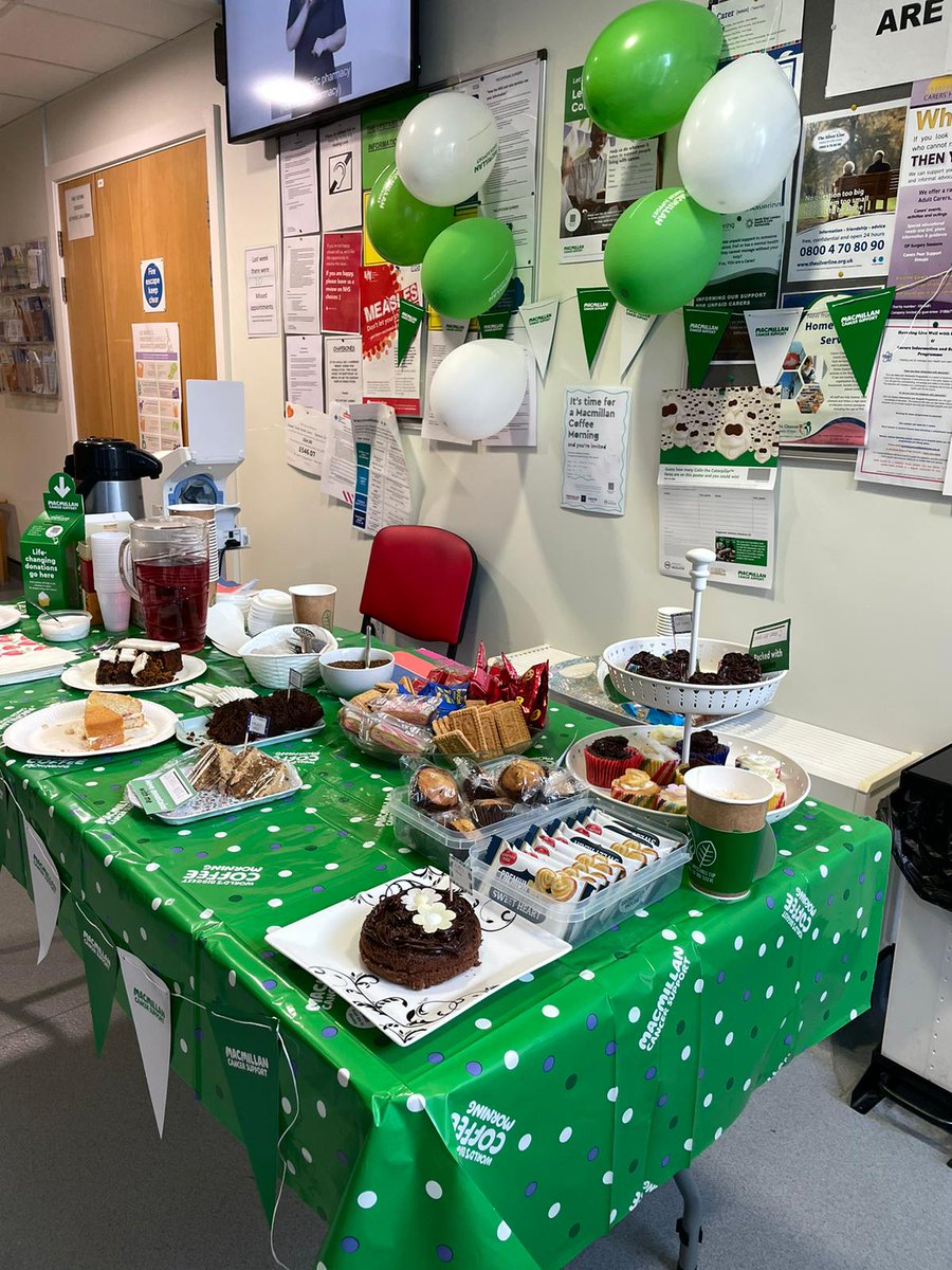 Had our <a href="/macmillancancer/">Macmillan Cancer Support</a> coffee morning today at <a href="/SurgeryUpstairs/">The Upstairs Surgery</a> , thanks everyone who joined us and donated.