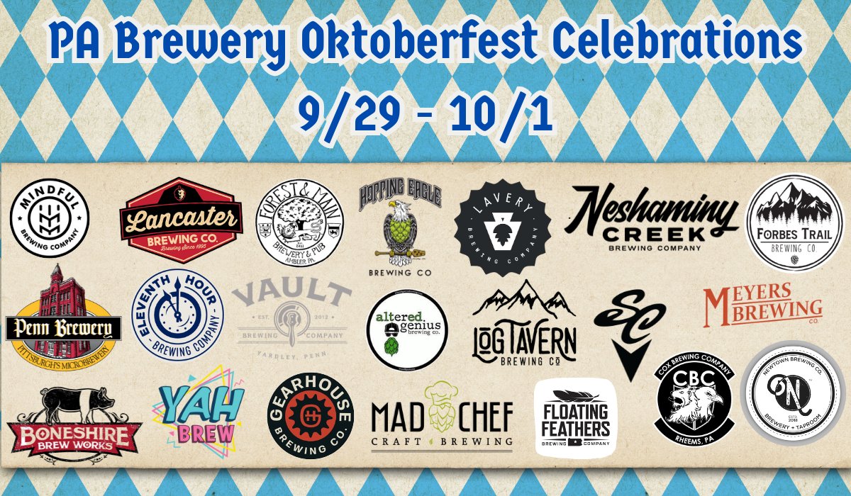 BreweriesinPA's tweet photo. A new weekend means even MORE #Oktoberfest events in PA (these things really don't slow down). Get a look at ALL the brewery events this season at the link below #PABeer 

https://t.co/SEPsaejmRt https://t.co/F9caHehOnf