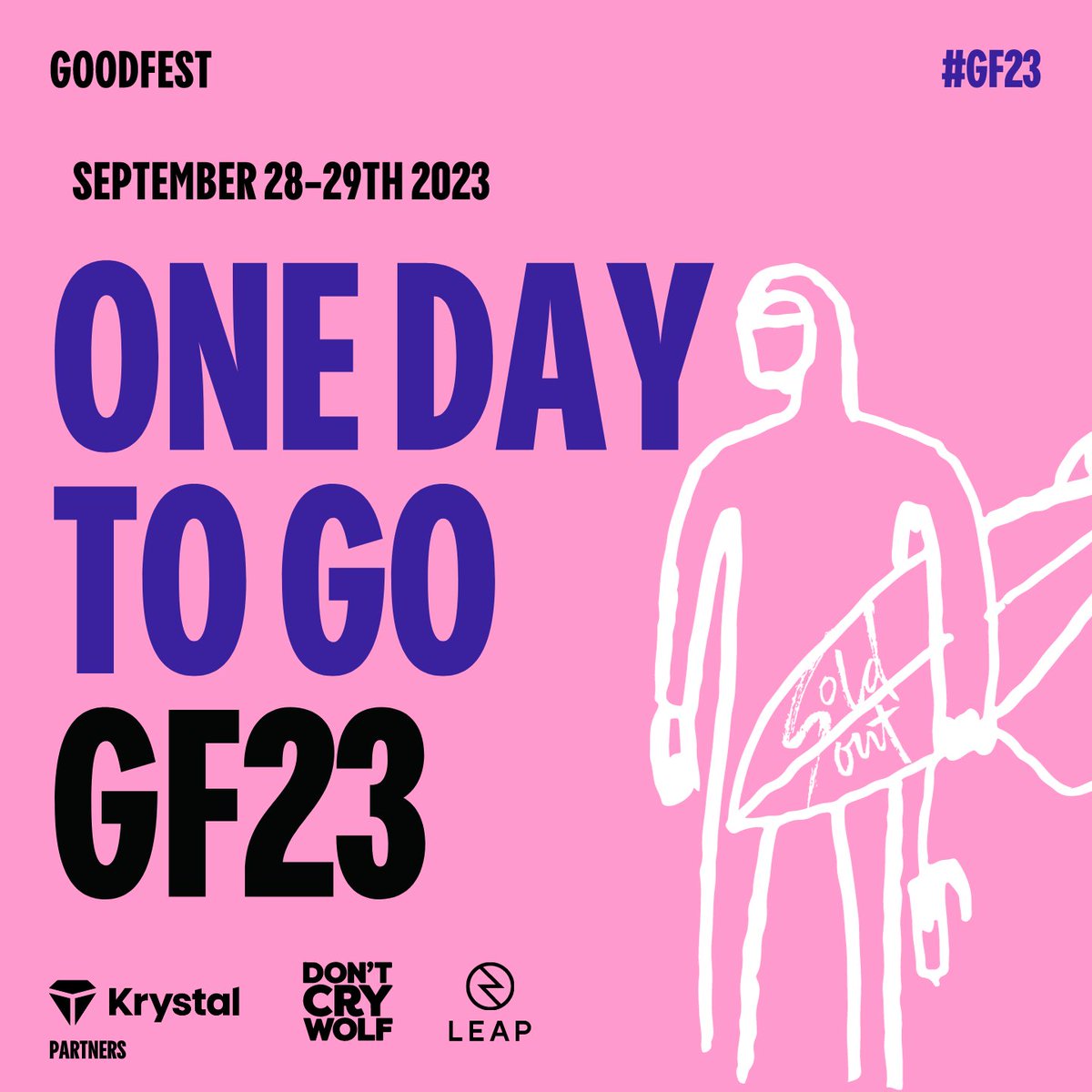 1 day to go and we've officially SOLD OUT 🤙 As always we give special thanks to everyone who has partnered, supported, shared, participated in #GF23, we can't wait for all the GOOD to start tomorrow at @BedruthanHotel 🙌🌍 See you there 👋 #GF23 #Goodfest #GoodfestCornwall