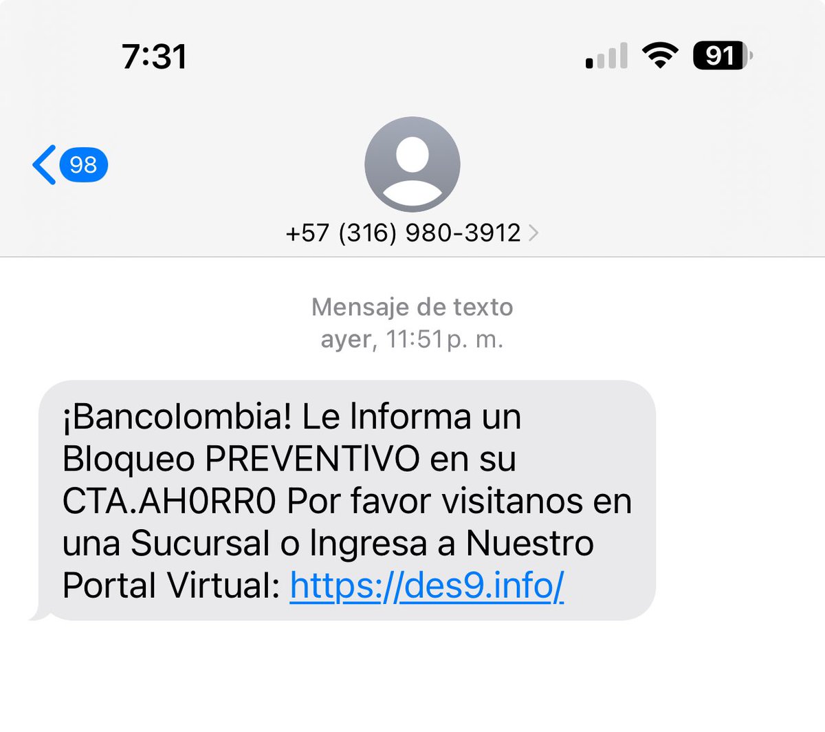 Me bloquearon la cuenta que no tengo. Le ganaron a los de las películas.... con IA previenen el abuso en tu cuenta antes que la abras.... #bancolombia #phishing