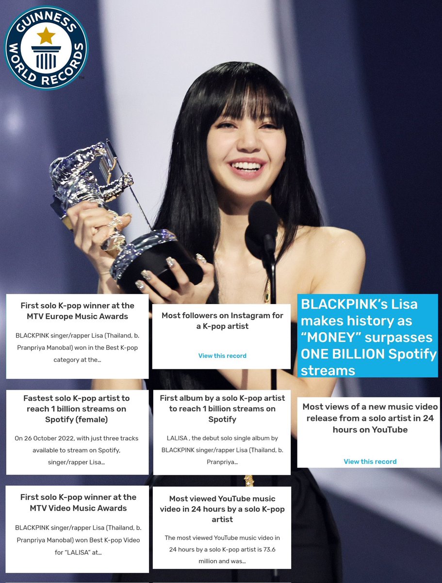 super_manoban's tweet photo. #LISA making history left and right. The successful soloist indeed

Congratulations Lisa 🥳🎉

LALISA 1ST KPOP SOLOIST
LISA 1ST KPOP FEMALE ACT
#MoneySpotifyBillionClub https://t.co/nLElSXKcoY