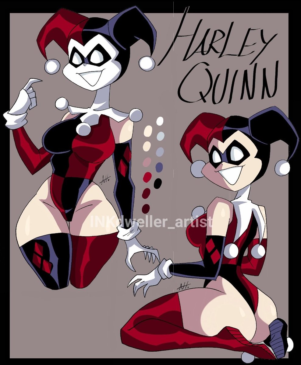 INKdweller_art's tweet photo. Here's a reference sheet I made for my version of Harley.
#HarleyQuinn https://t.co/WbA3nnepkX