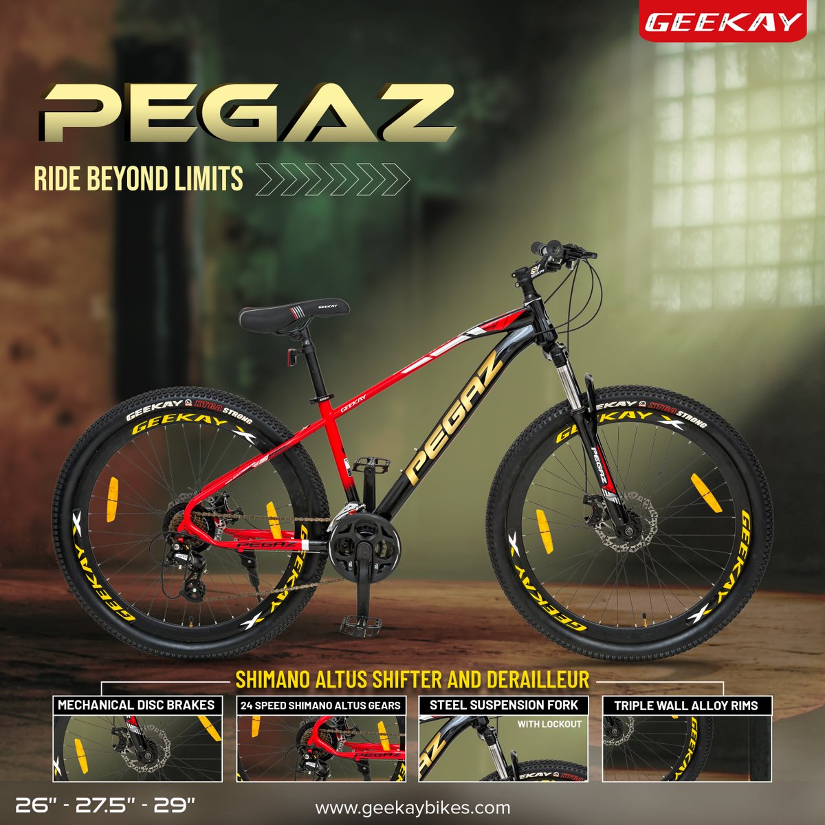GeekayBikes's tweet photo. Ride to New Heights with Geekay Pegaz💥
Check further details here: https://t.co/eSjll90TNY
.
.
.
#spartan #geekayspartan #cycling #mtb #mtblife #mtblove #freedelivery #lifetimeframewarranty #cycling #panindia #varieties #geekaymtb #mtbcycling #mtboffroading #geekay #geekaybikes https://t.co/iAeluEo2fE
