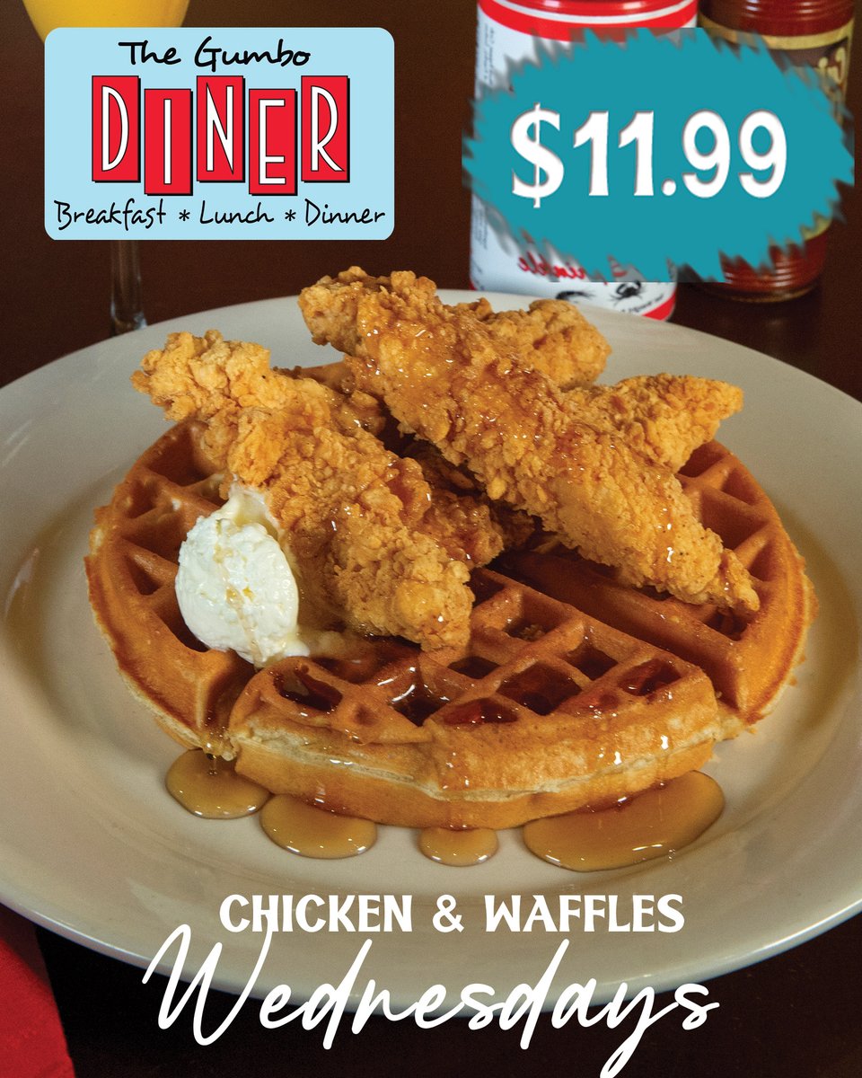 Looking for a reason to love Wednesdays? Get our famous Chicken &amp; Waffles all day for just 11.99! 🧇🍗♥

3602 Seawall Blvd