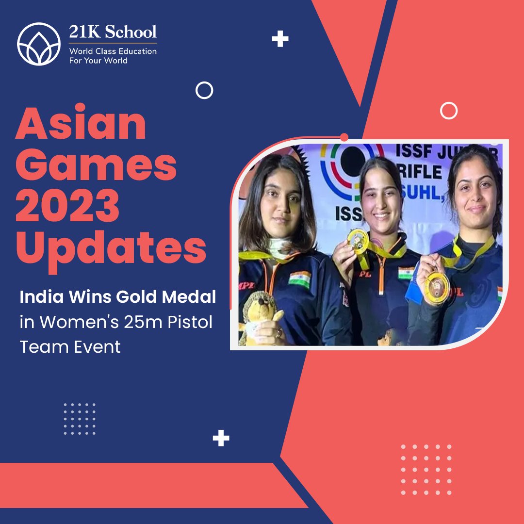 Congratulations to India's Women's Shooting Team on their Gold at #AsianGames2023
#asiangames #asiangames2023 #gold #indianteam #goldforindia #sports #youngathletes #21kschool