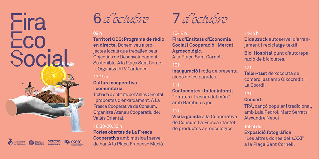 La Fira Ecosocial omplirà el centre de projectes i activitats d’economia social i de cooperació internacional  

📆 Divendres 6 i dissabte 7 d'octubre #Cardedeu

<a href="/AgroecoCarde10/">Cardedeu Agroecològic i ESS</a> <a href="/ateneucoopvor/">Ateneu Cooperatiu del Vallès Oriental</a>

Tota la programació👉🏽 tuit.cat/7fth6
