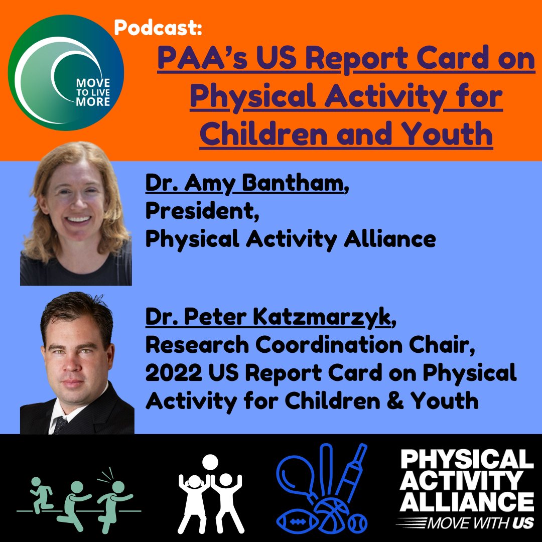 'Changing the culture to be physically active will have the greatest impact' Listen to PAA President @AmyBantham's @MovetoLiveMore interview w/ Dr. Peter Katzmarzyk (@PBRCNews) about PAA's 2022 US Report Card on #PhysicalActivity for Children and Youth! movetolivemore.com/podcast/us-rep…