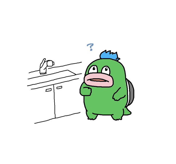 台所まで来たけど、何の用事だったか忘れてしまったガボン。 