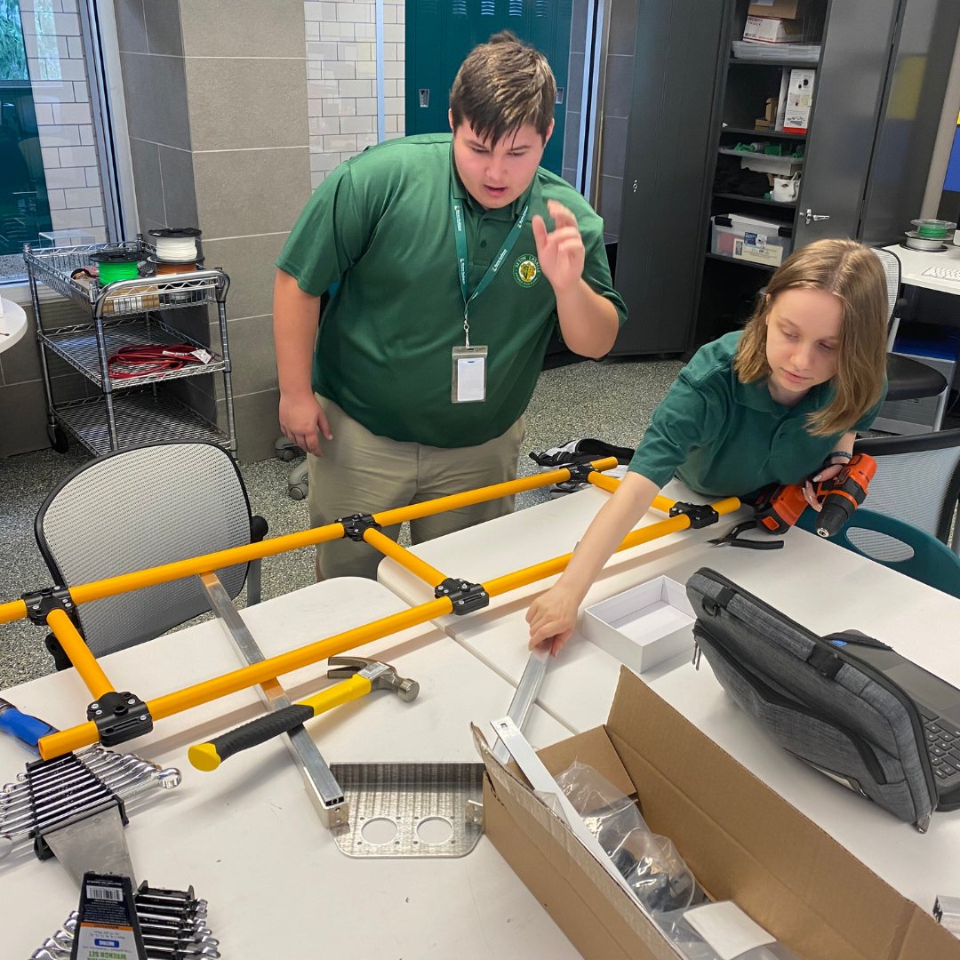 SetonLaSalle's tweet photo. Our brand new Rebel Robotics Club is designing a competitive robot to participate in the FIRST Tech Challenge this year! They are busy building the game course and learning all of the components. #BeInventive #BeARebel https://t.co/N8c5xtghWn