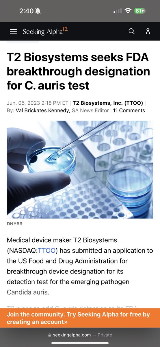 TacticalTrades's tweet photo. $TTOO @T2Bio Feel like everyone’s already forgotten about the 2nd panel awaiting clearance that has been right following behind the Biothreat Panel. Already deemed breakthrough designation for acceleration in clearance. #TTOO SHARE POST! https://t.co/kMXBk0oeUJ