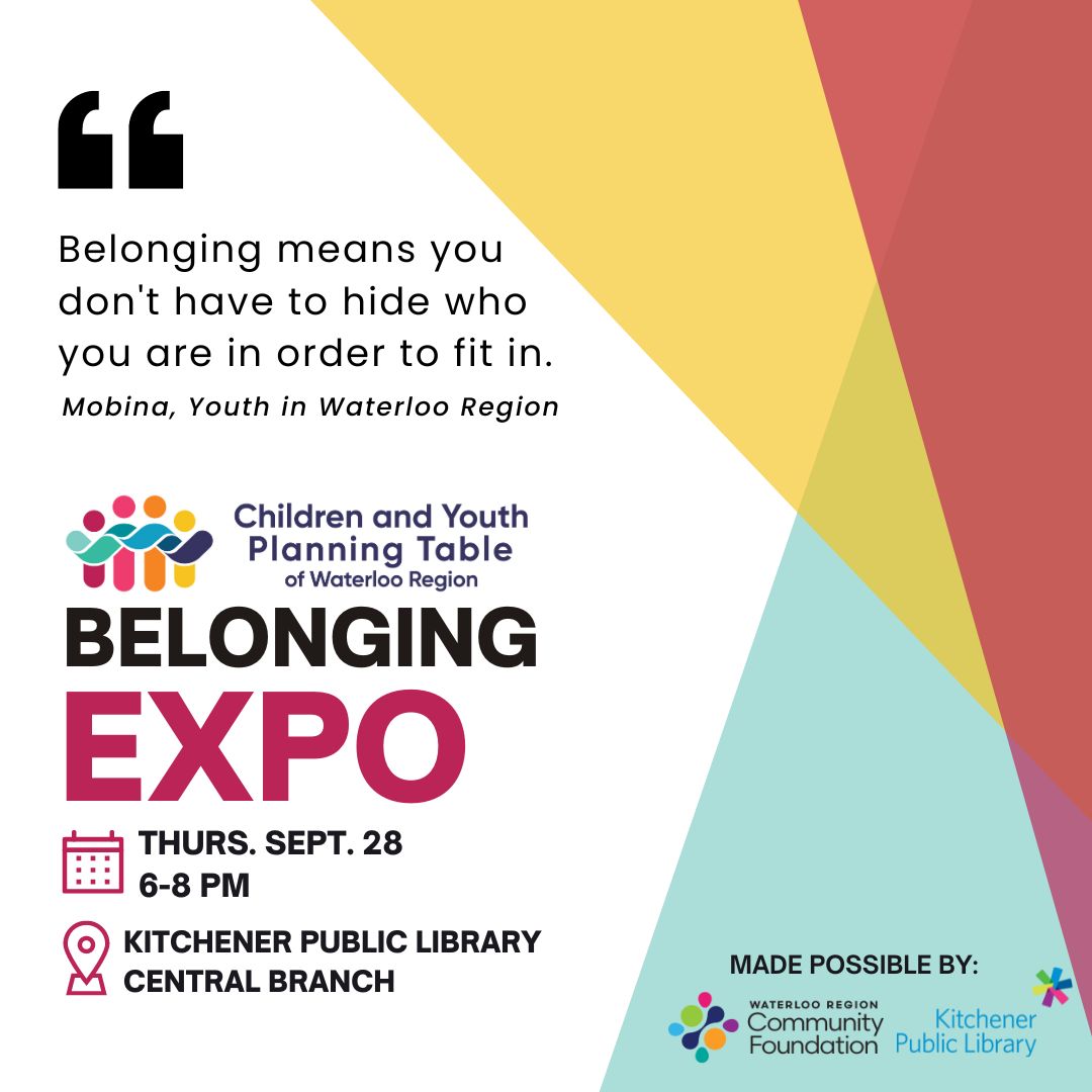 MarillacPlace's tweet photo. Join us on Thursday, September 28 from 6-8pm for the Waterloo Region Belonging Expo!

Learn how organizations in our community are improving child and youth well-being. This event is free and open to the public.

Learn more: https://t.co/VBPZODjv0p https://t.co/NL0GfKu0ZA