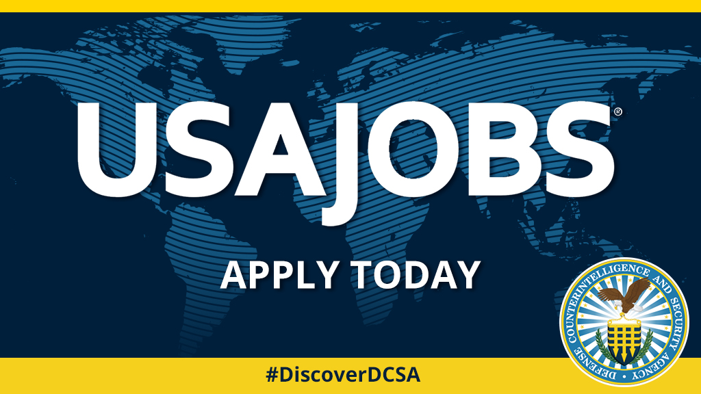 DCSA’s mission to protect U.S. technology is critical and extremely rewarding. Check out our current openings on USAJOBS today! #DiscoverDCSA  #Govjobs #USAJOBS
