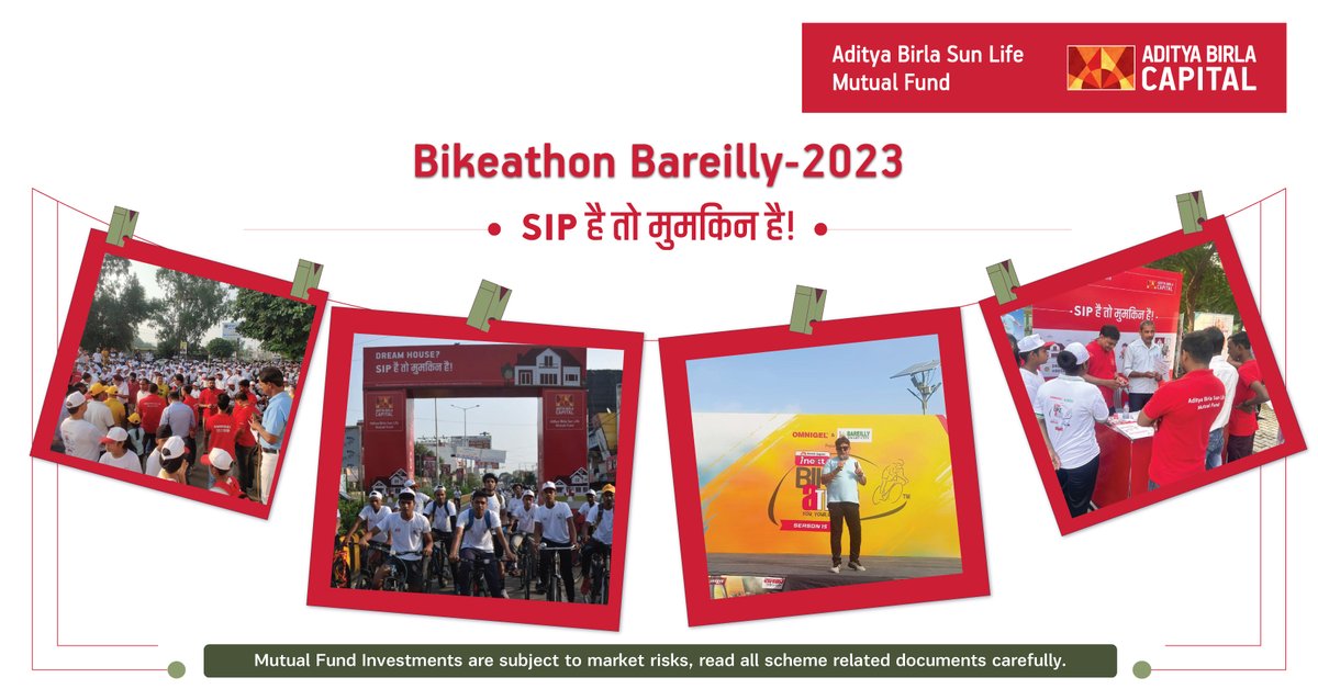 abslmf's tweet photo. We are proud to inform you all that recently, we sponsored the Bikeathon in Bareilly, #UttarPradesh in association with @JagranNews.
The motto we stood by all throughout this #Bikeathon was - #SIP hai toh mumkin hai!
Thanks to all who participated and our #MFDistributors. https://t.co/ajkmPqlenZ
